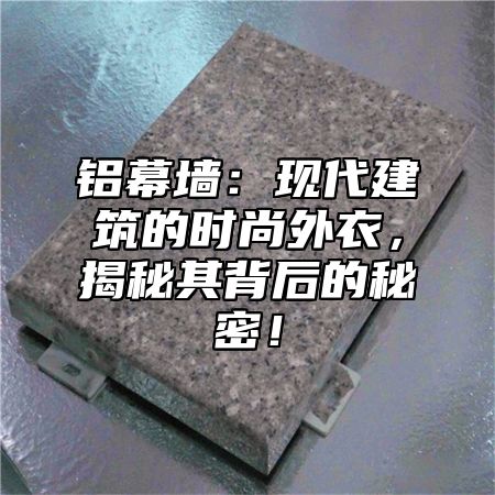 铝幕墙：现代建筑的时尚外衣，揭秘其背后的秘密！