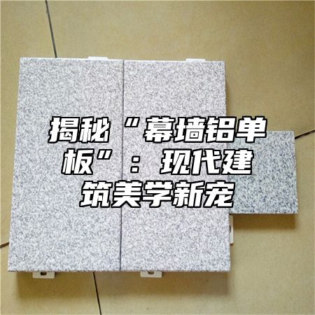 揭秘“幕墙铝单板”：现代建筑美学新宠